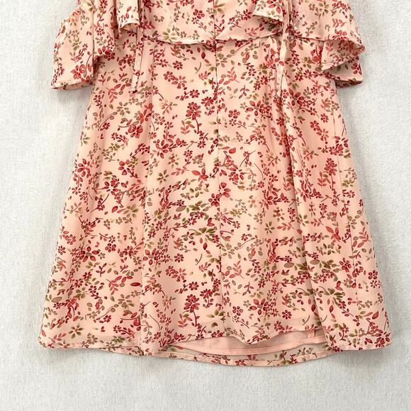 FOR LOVE AND LEMONS Aurora Mini Dress Womens Small Pink Floral Print Ruffle - Picture 10 of 16